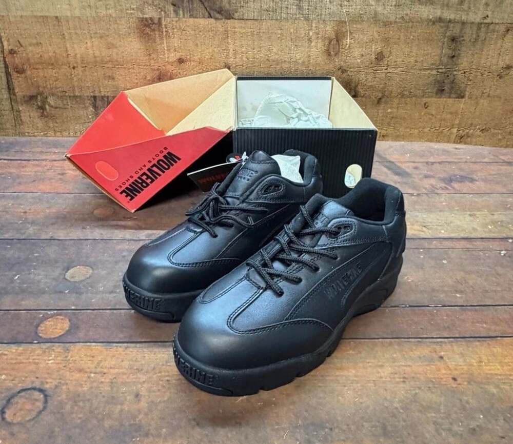 Wolverine Steel Toe Athletic Lo Size 7W Black Shoes